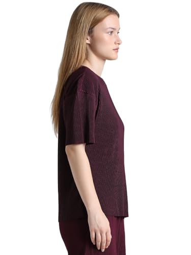 ONLY Women Solid Regular Fit Cotton Purple T-Shirt