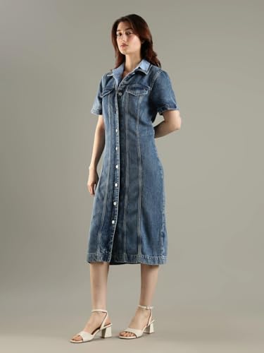 Lyocell Spread Collar Lace Dress