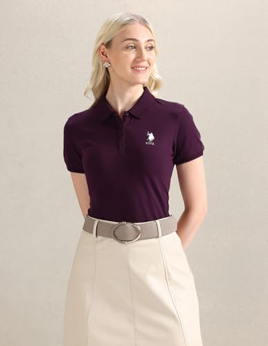 U.S. POLO ASSN. Women's Regular Fit T-Shirt (UWAW24PTS153_Plum