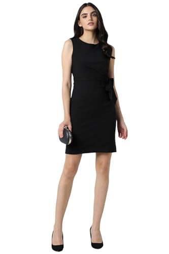 Van Heusen Women's Polyester Blend Modern Above The Knee Dress (Black)