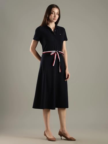Cotton Polo Collar Midi Dress