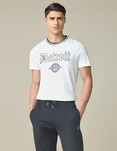 U.S. POLO ASSN. Denim Co. Men's Muscle Fit Typographic Printed T-Shirt (UDTSHOE0161_White_L)