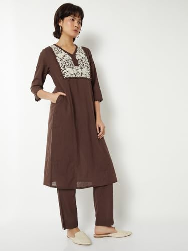 Max Women's Cotton Blend Co-ords (CTKST51239_Brown