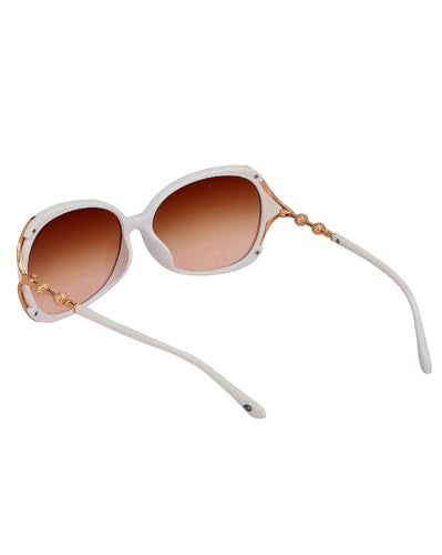 Carlton London Premium White & Rose Gold Toned UV Proteced Lens Oversized Sunglass for women