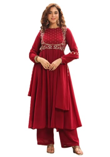 Leeli Peeri Designer Women's Georgette Embroidery Work Kurta Set With Dupatta.