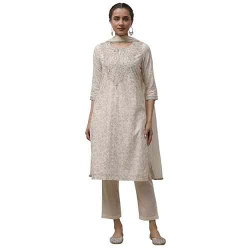 Biba Women's Cotton Kurta Set (SKDASRT31429AW25OWHT_Off White