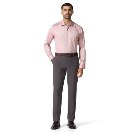 blackberrys Men Pink Luxe India Slim Fit Shirt | Soft Pink Solid Shirt with Full Sleeves, Tailored Profile and Refined Professional Styling | Size 48