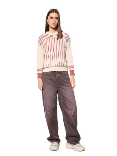 ONLY Women's Polyester Round Neck Pullover Sweater (9005687-Cloud Dancer_Cloud