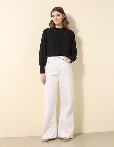 U.S. POLO ASSN. Embroidered Yoke Top (UWSS25TOP304_Black_XS)