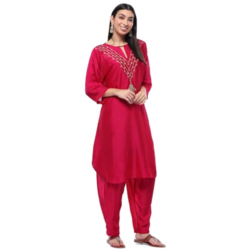 Fuchsia Polyester Straight Set