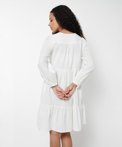 Max Women's Cotton Modern Below The Knee Dress (WH511006_Off White