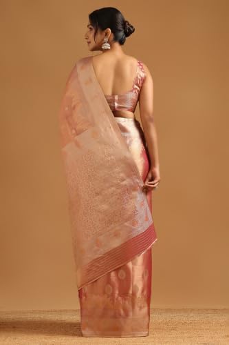 Soch Womens Fuchsia Tissue Zari Woven Saree