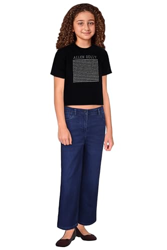 Allen Solly Girl's Regular Fit T-Shirt (AGKCERGFM40908_Black