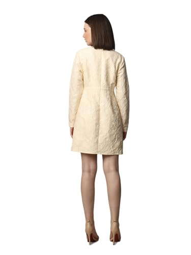 ONLY Women Self Design Party Beige A-line Dress