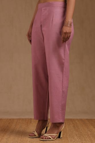 Soch Womens Onion Pink Pure Cotton Floral Print Suit Set Cutdana