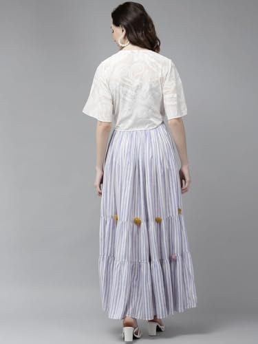 W for Woman Women's Viscose Light Purple Pom Dress Floor Length (21FEW16039-116511_Lavender_XS)