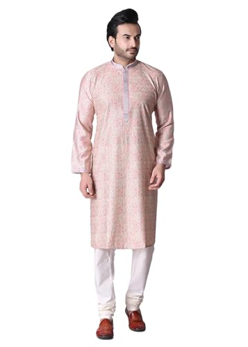 sajindia Men’s Traditional Kurta | Elegant Ethnic Wear for Men | Comfortable Fabric | Festivals, Weddings & Celebrations | Style 94 Pink