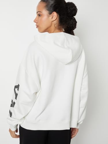 Max Women Printed Oversized Sports Sweatshirt(White_M)