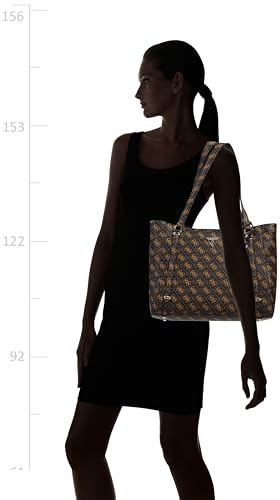 Guess Brown Logo Printed Daryna Elite Tote Bag
