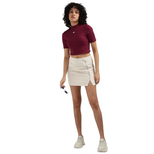 Tommy Hilfiger Beige Tencel Solid Women Slim Fit Skirt
