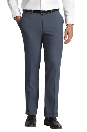 Men Blue Textured Trousers