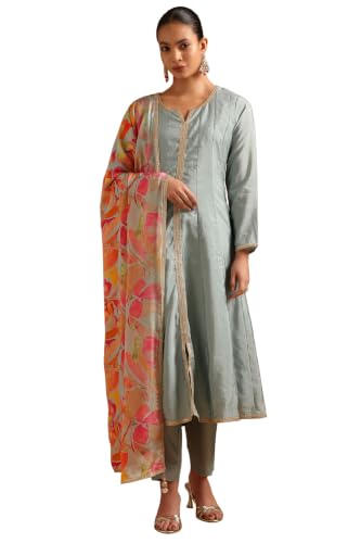 Soch Womens Powder Blue Foil Printed Salwar Suit With Dori Embroidery & Sequin