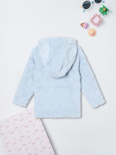 Max Girls Faux Fur Hooded Jacket (Blue_6-8 Y)