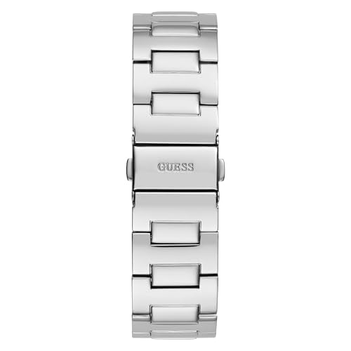 GUESS Punctual Analog Watch for Man with Silver Rectangle Dial & Silver Stainless Steel Bracelet Band Water Resistant Men's Wrist Watches - GW0705G1