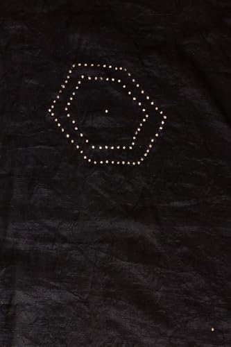 Taneira Women Black Murshidabad Pure Silk Hand Painted Mukesh Saree with Unstitched Blouse Piece (SAIH01AC1396-Black)