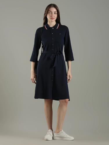 Cotton Polo Collar Shirt Dress