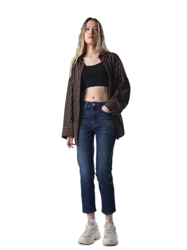 ONLY Women's Solid Slim Fit High Rise Blue Jeans