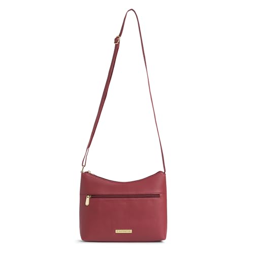 Caprese Ash Medium Sling Bag for Women with Adjustable Strap for Comfortable Wear | Zipper Closure | Versatile Handbag With Back Zip for Everyday Use, Travel, and Special Occasions (Cherry Red)