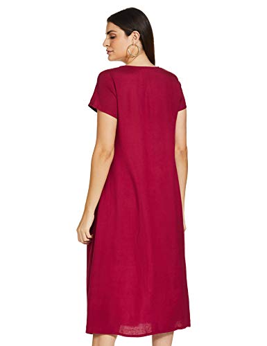 global desi Women's Rayon A-Line Midi Dress (AW19GS102DRRLMAROONS_Maroon_S)