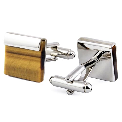 Peluche Natural Tiger's Eye Stone (Semi-precious) Cufflinks for Men