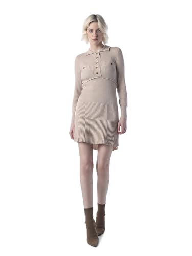 ONLY Women's Self Design Bodycon Beige Dress