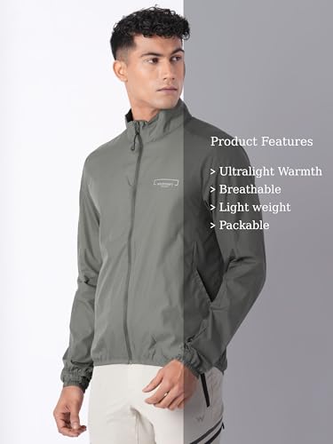 Wildcraft Men Sierra Solid Nylon Blend Collored Casual Wind Breaker Jacket, Full Sleeve - Regular fit, Olive Green, XXL