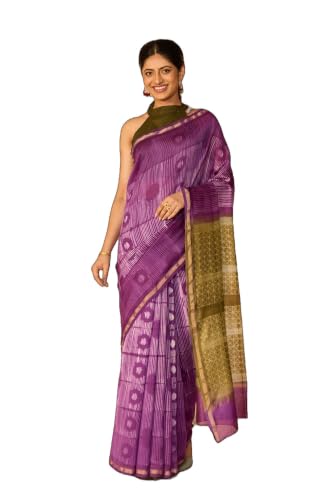 Taneira Dark Violet Rajasthan Pure Silk Cotton Tie & Dye Shibori SareeWith Unstitched Blouse(SAPP01AD2897-Dark Violet)