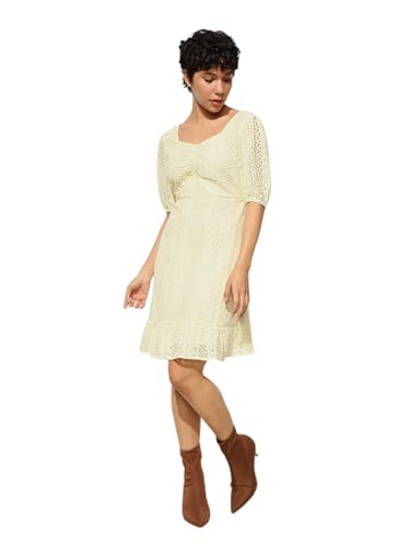 ONLY Women's Fit and Flare Yellow Dress