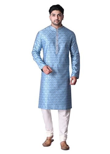 sajindia Men’s Traditional Kurta | Elegant Ethnic Wear for Men | Comfortable Fabric | Festivals, Weddings & Celebrations | Style 208 Blue