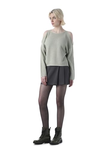 ONLY Women's Self Design Regular Fit Green Sweater