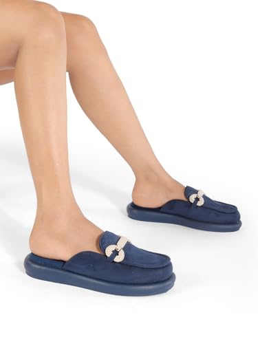 Catwalk Women Stylised Open Back Platforms | For Women & Girls (BLUE,9 UK)