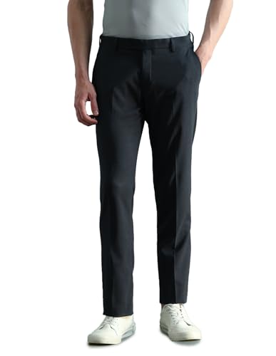 Arrow Men's Mid Rise Heathered Trousers (ARAEOTR2186_Navy_32)