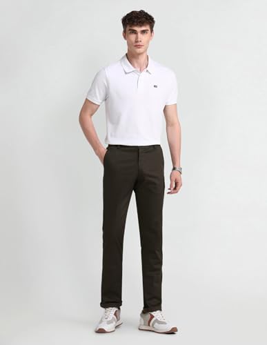 Arrow Men's Printed Slim Fit Acrylic Casual Trouser