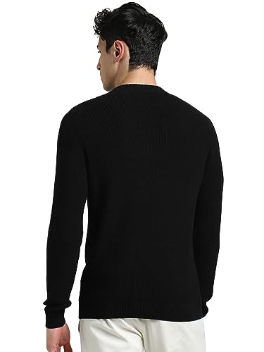 Jack & Jones Men's Cotton Slim Fit Crew Neck Sweater (12236210_Black_XL)