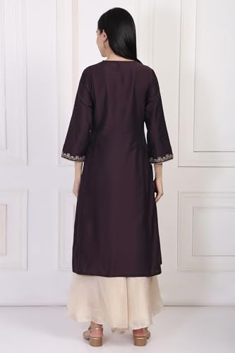 W for Woman Purple Embroidery Embellished A-Line Kurta (W13300-224415-M)