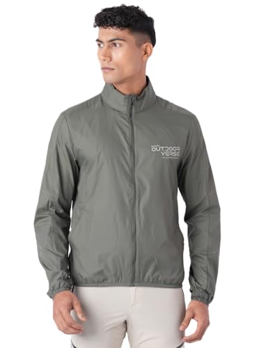 Wildcraft Men Sierra Solid Nylon Blend Collored Casual Wind Breaker Jacket, Full Sleeve - Regular fit, Olive Green, XXXL