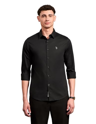 U.S. Polo Assn. Denim Co. Men's Poplin Black & Gold Shirt