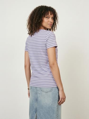 Max Women Striped T-Shirt (Purple_XL)