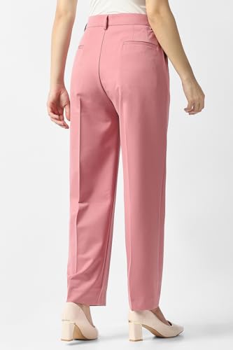 Van Heusen Women Pink Solid Formal Regular Fit Trousers