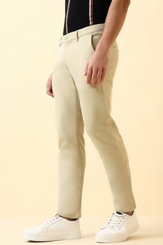 Men Beige Solid Casual Trousers